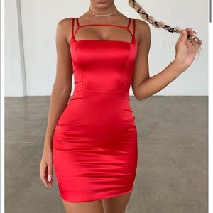 Oh Polly Run The Show Cut Out Mini Satin Dress